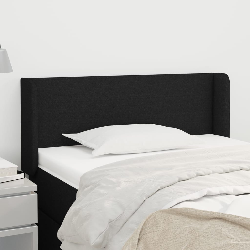 Kopfteil mit Ohren Schwarz 83x16x78/88 cm Stoff