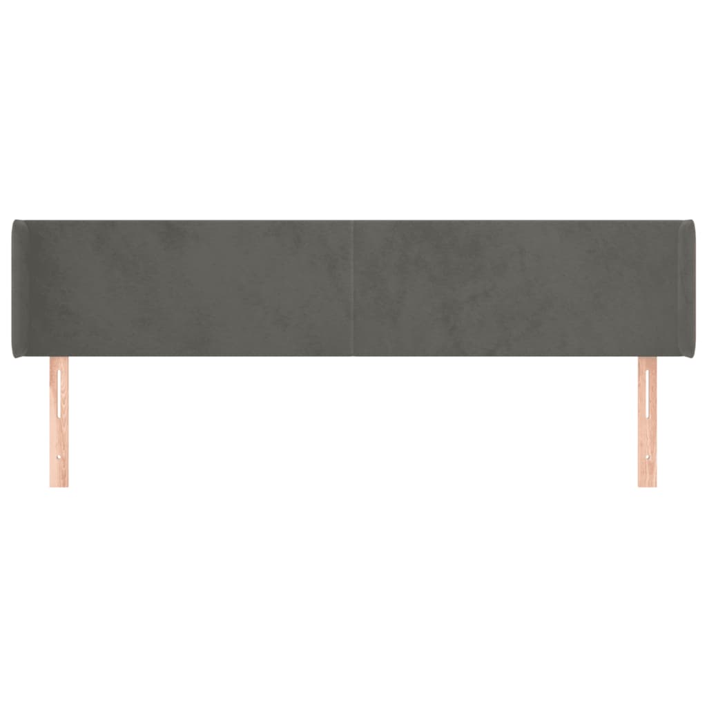 Kopfteil mit Ohren Dunkelgrau 183x16x78/88 cm Samt