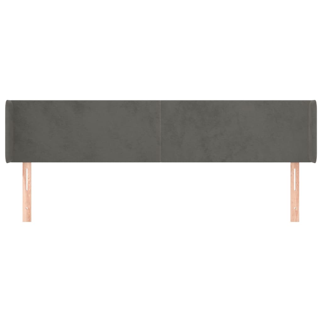 Kopfteil mit Ohren Dunkelgrau 203x16x78/88 cm Samt