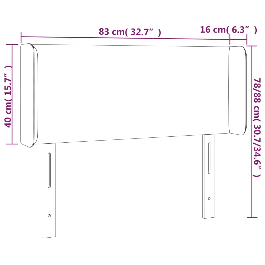 Kopfteil mit Ohren Grau 83x16x78/88 cm Kunstleder