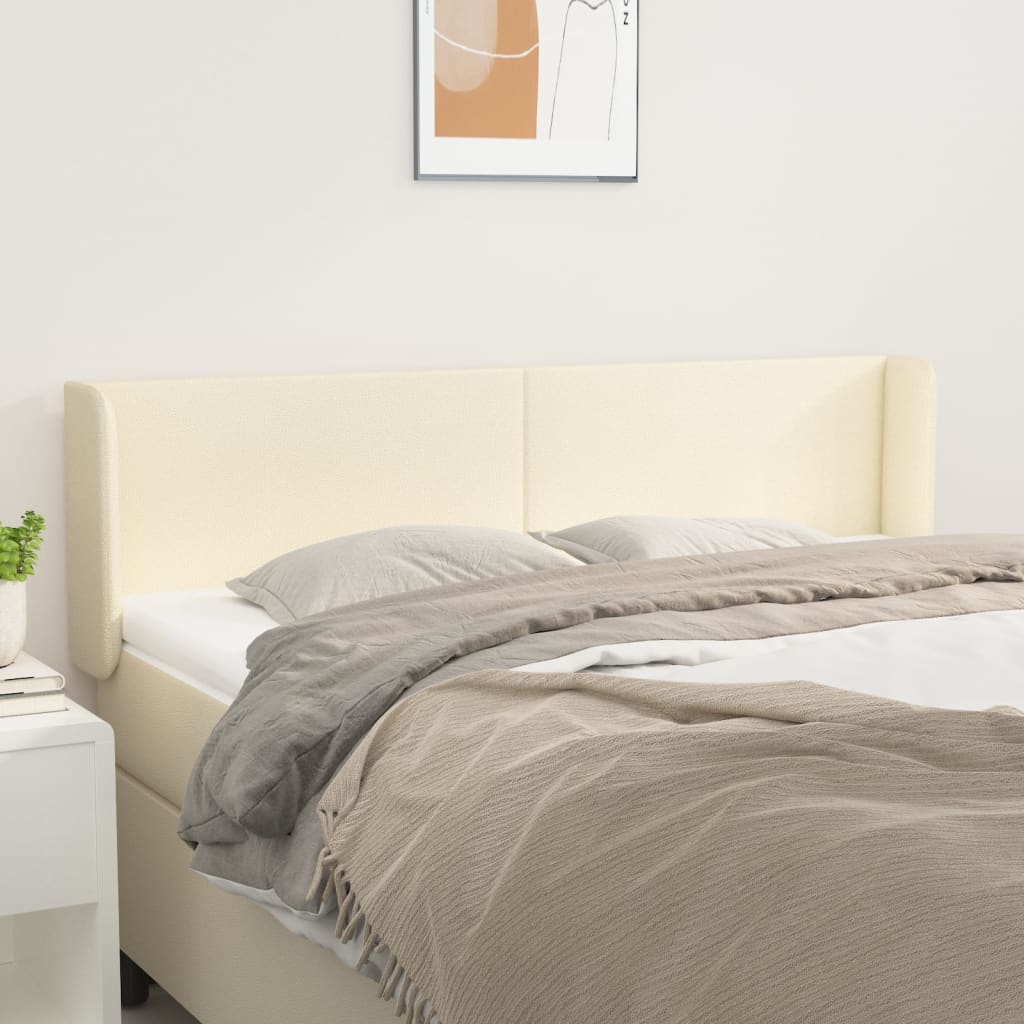 Kopfteil mit Ohren Creme 147x16x78/88 cm Kunstleder