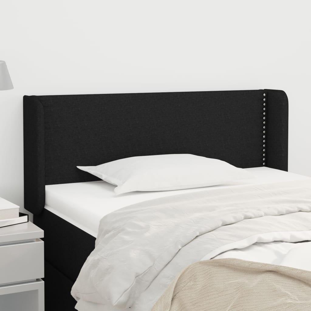 Kopfteil mit Ohren Schwarz 93x16x78/88 cm Stoff