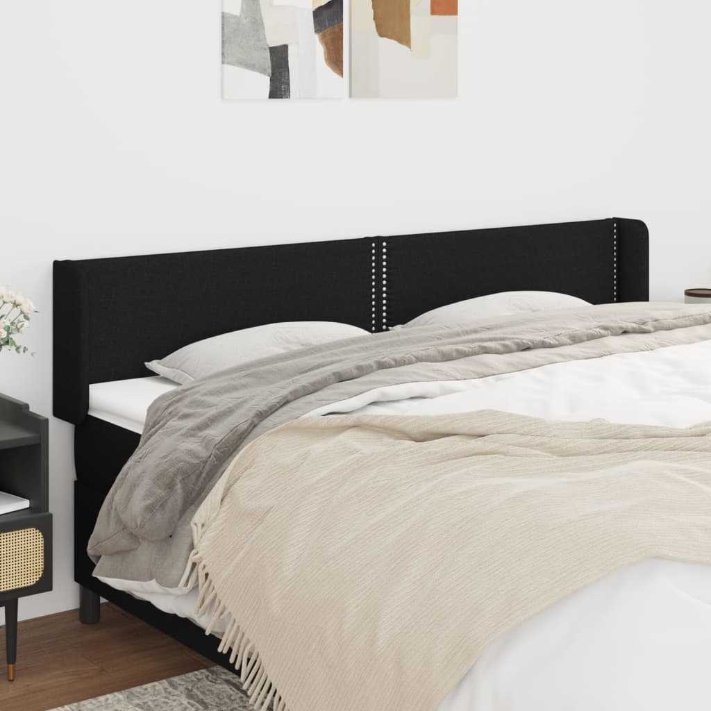 Kopfteil mit Ohren Schwarz 183x16x78/88 cm Stoff