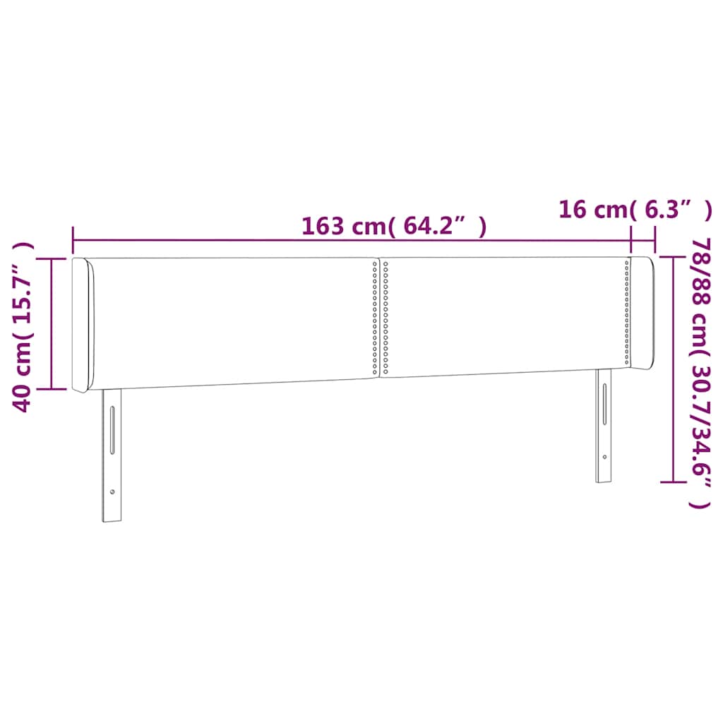 Kopfteil mit Ohren Dunkelblau 163x16x78/88 cm Samt