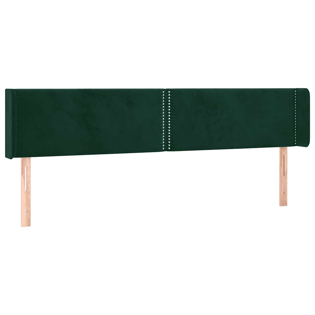 Kopfteil mit Ohren Dunkelgrün 203x16x78/88 cm Samt
