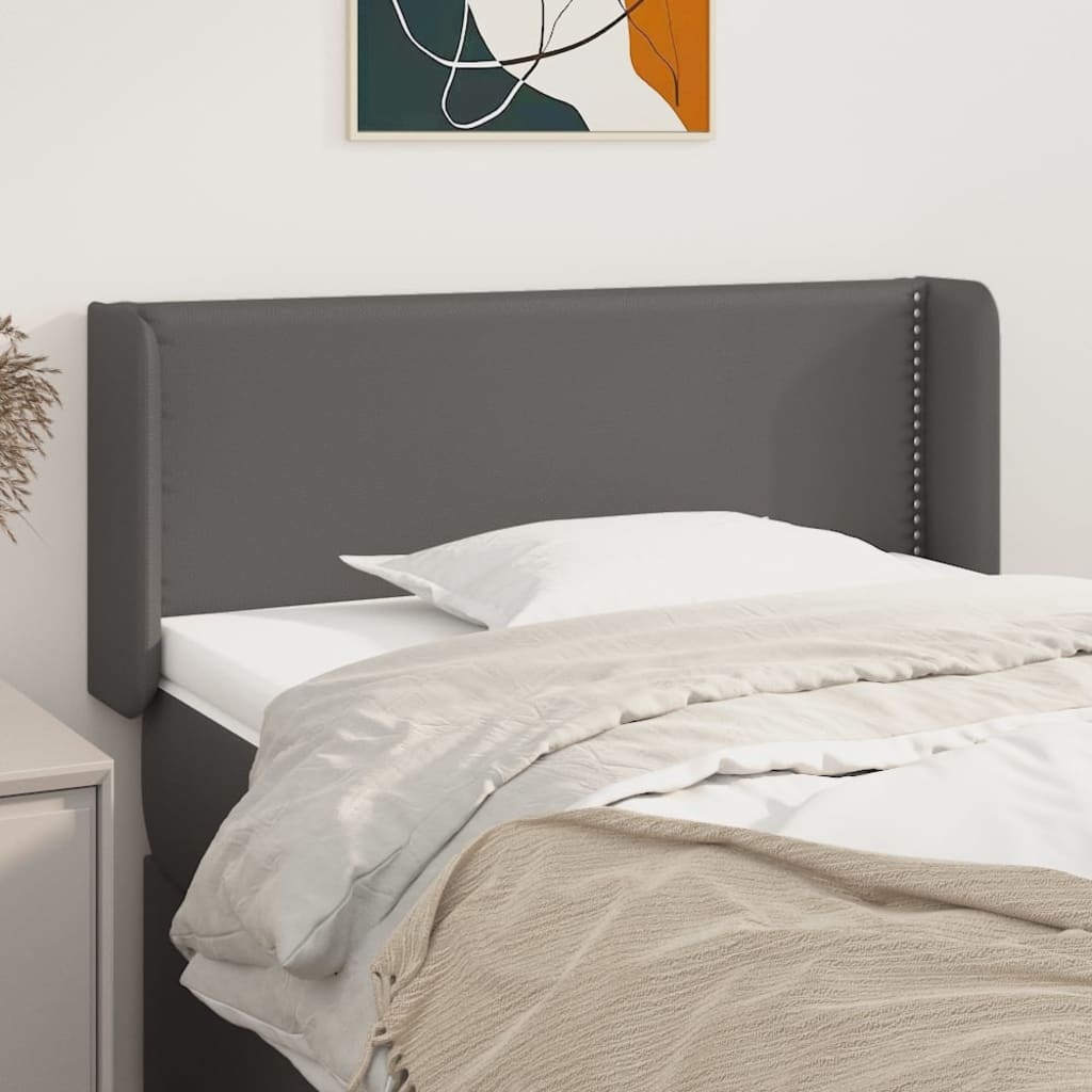 Kopfteil mit Ohren Grau 83x16x78/88 cm Kunstleder