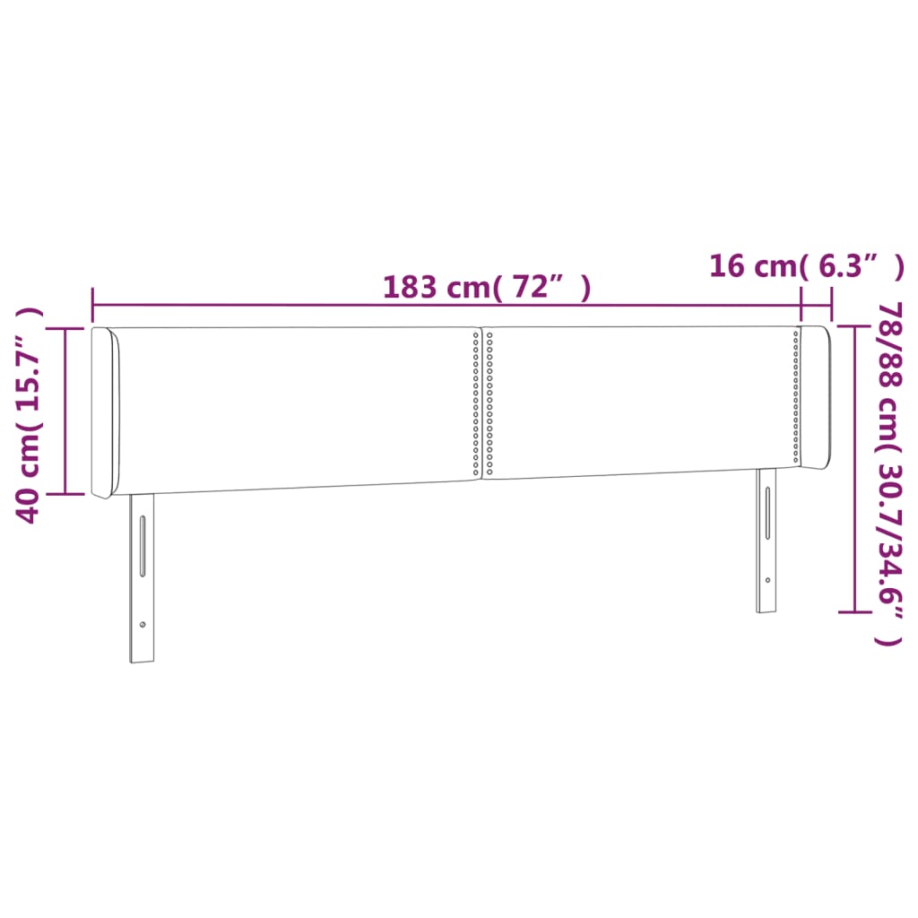 Kopfteil mit Ohren Grau 183x16x78/88 cm Kunstleder