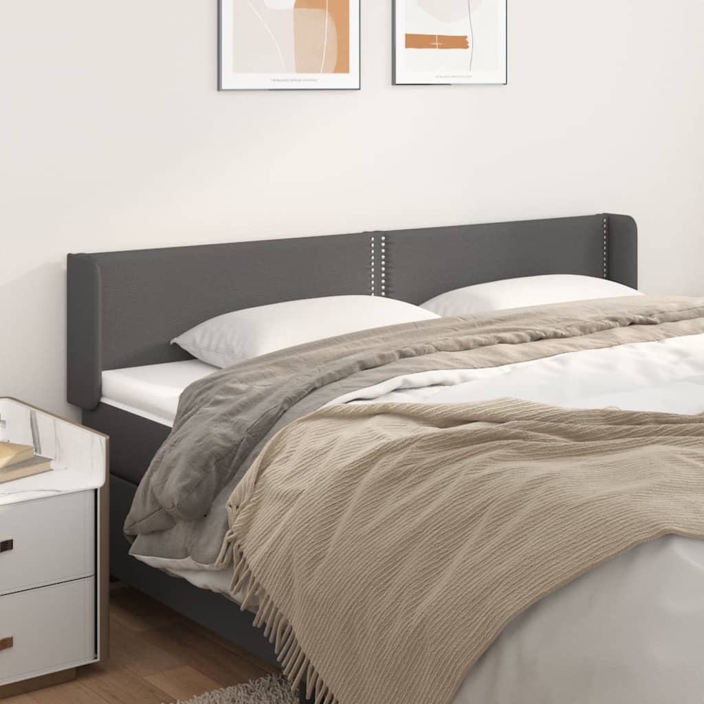 Kopfteil mit Ohren Grau 203x16x78/88 cm Kunstleder