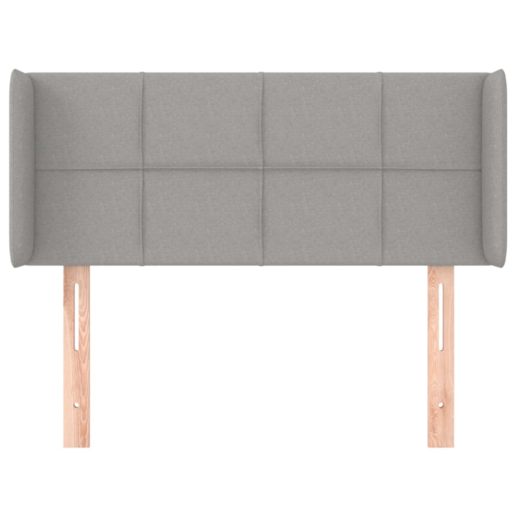 Kopfteil mit Ohren Hellgrau 93x16x78/88 cm Stoff