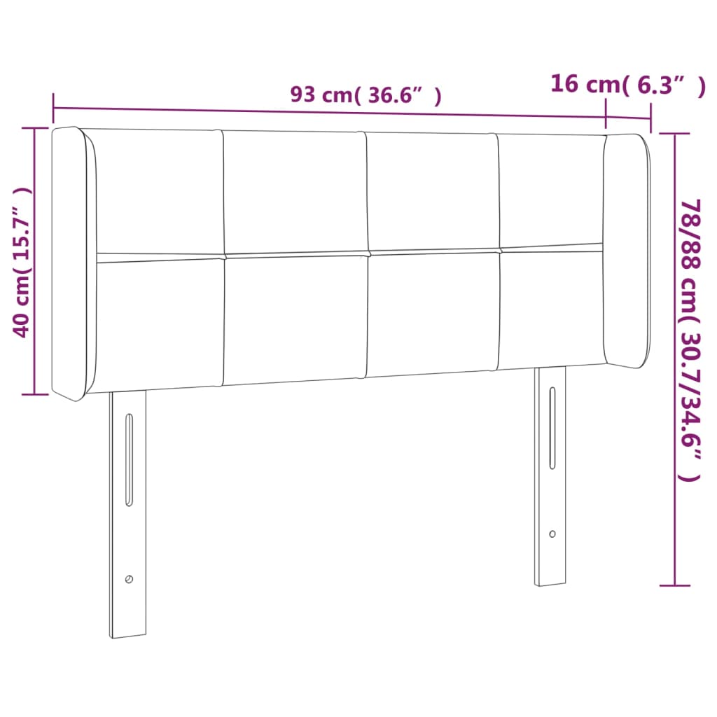 Kopfteil mit Ohren Dunkelbraun 93x16x78/88 cm Stoff