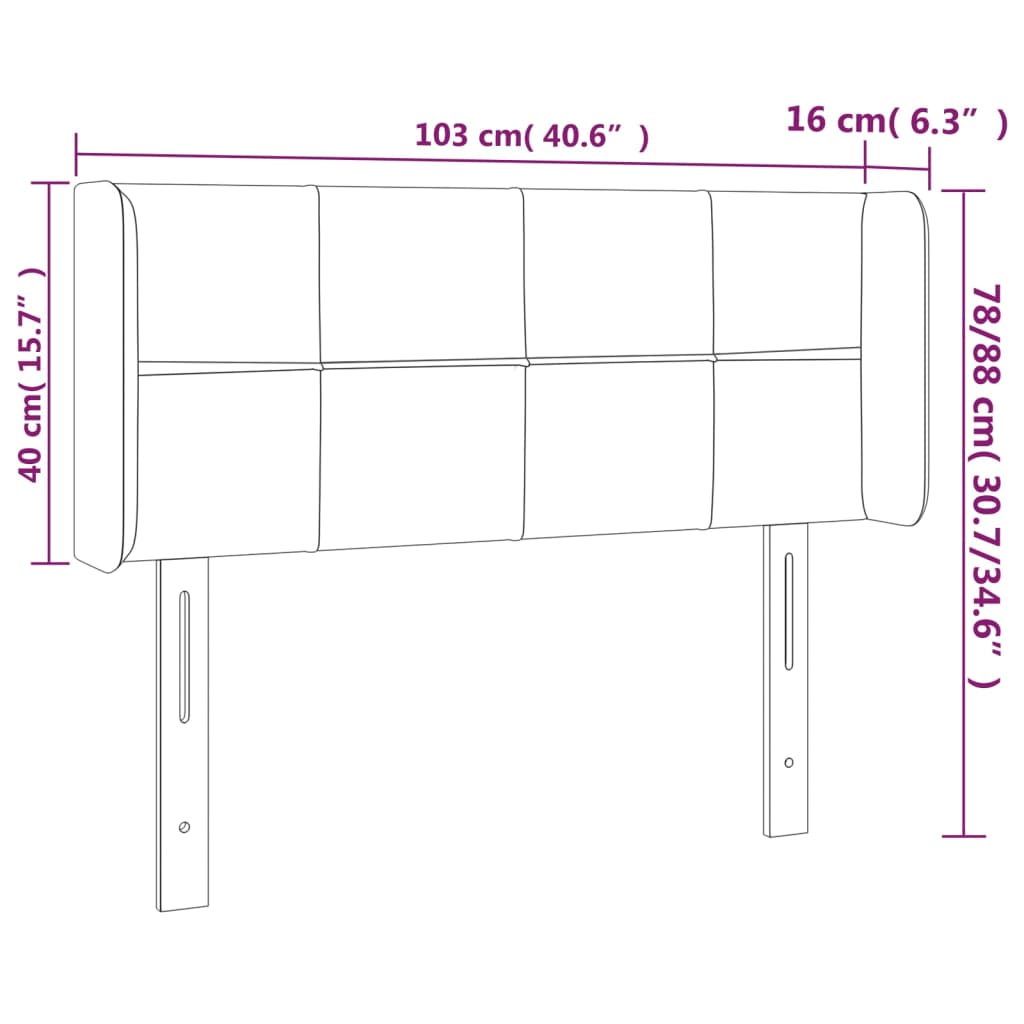 Kopfteil mit Ohren Hellgrau 103x16x78/88 cm Stoff