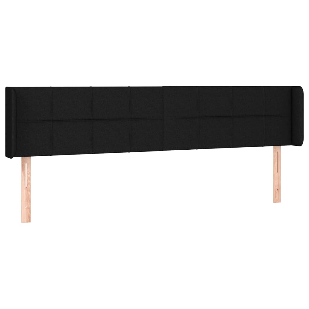 Kopfteil mit Ohren Schwarz 183x16x78/88 cm Stoff