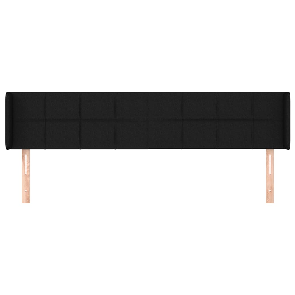 Kopfteil mit Ohren Schwarz 203x16x78/88 cm Stoff