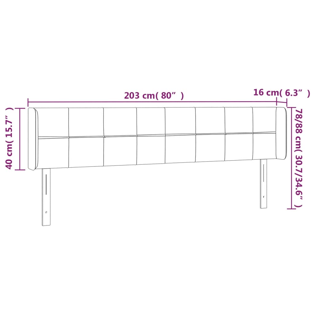 Kopfteil mit Ohren Dunkelbraun 203x16x78/88 cm Stoff
