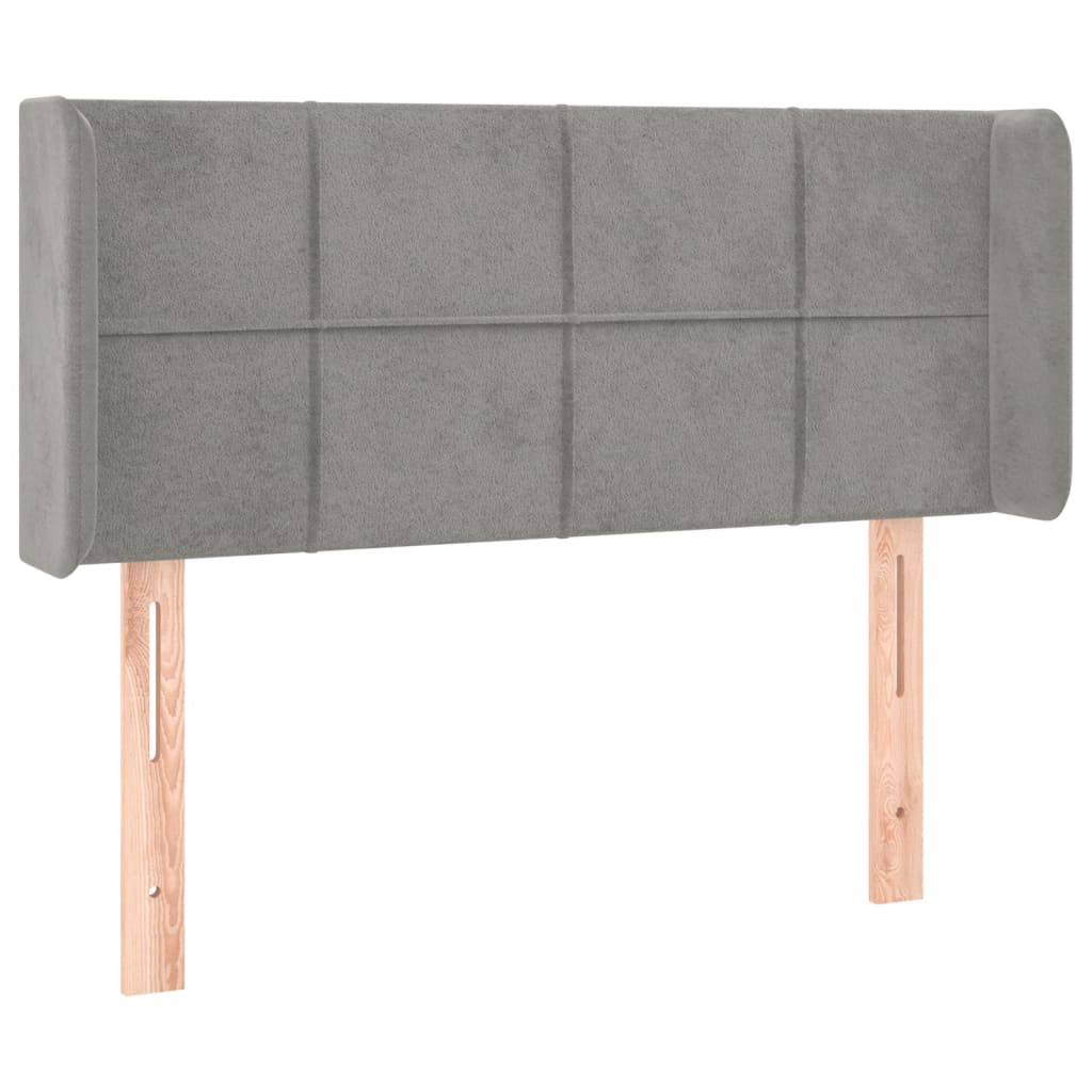 Kopfteil mit Ohren Hellgrau 83x16x78/88 cm Samt
