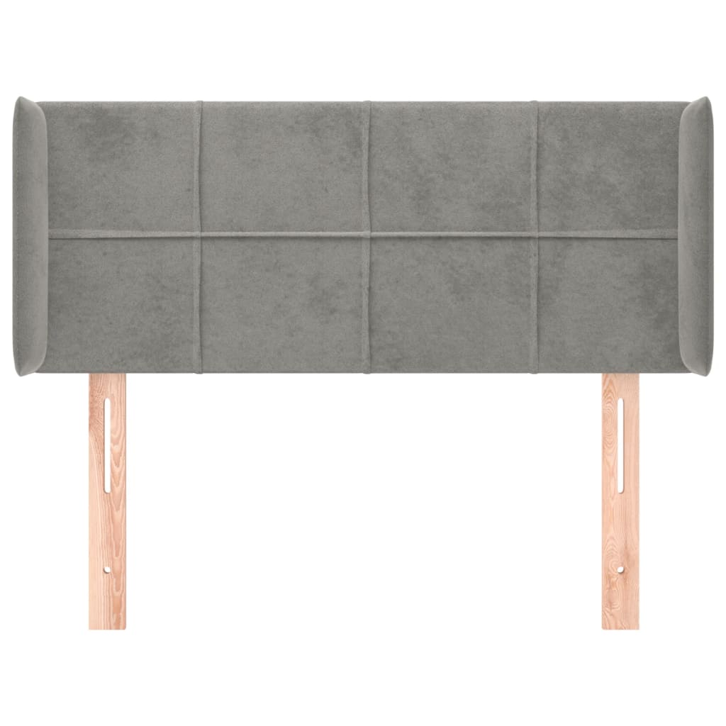 Kopfteil mit Ohren Hellgrau 93x16x78/88 cm Samt