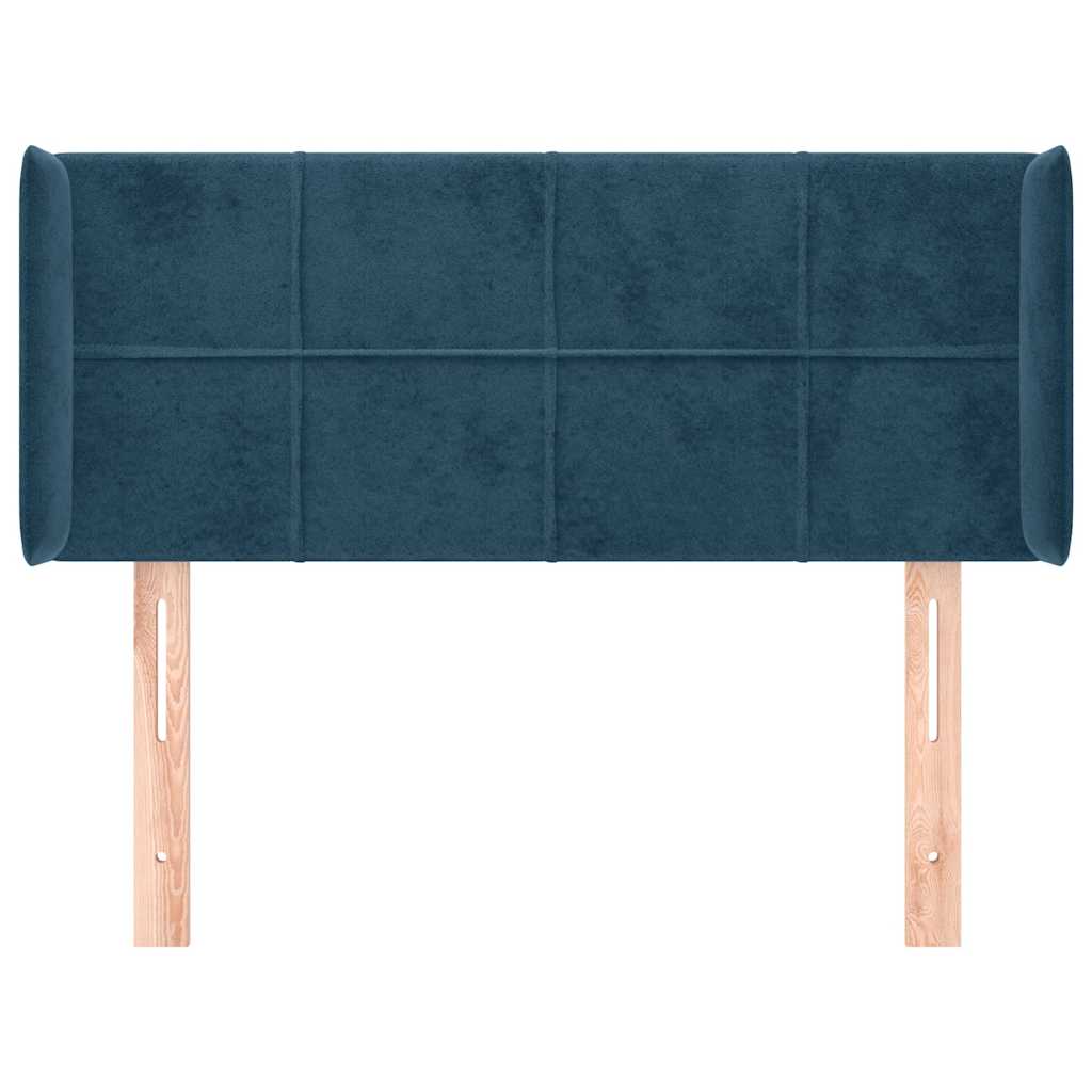 Kopfteil mit Ohren Dunkelblau 93x16x78/88 cm Samt