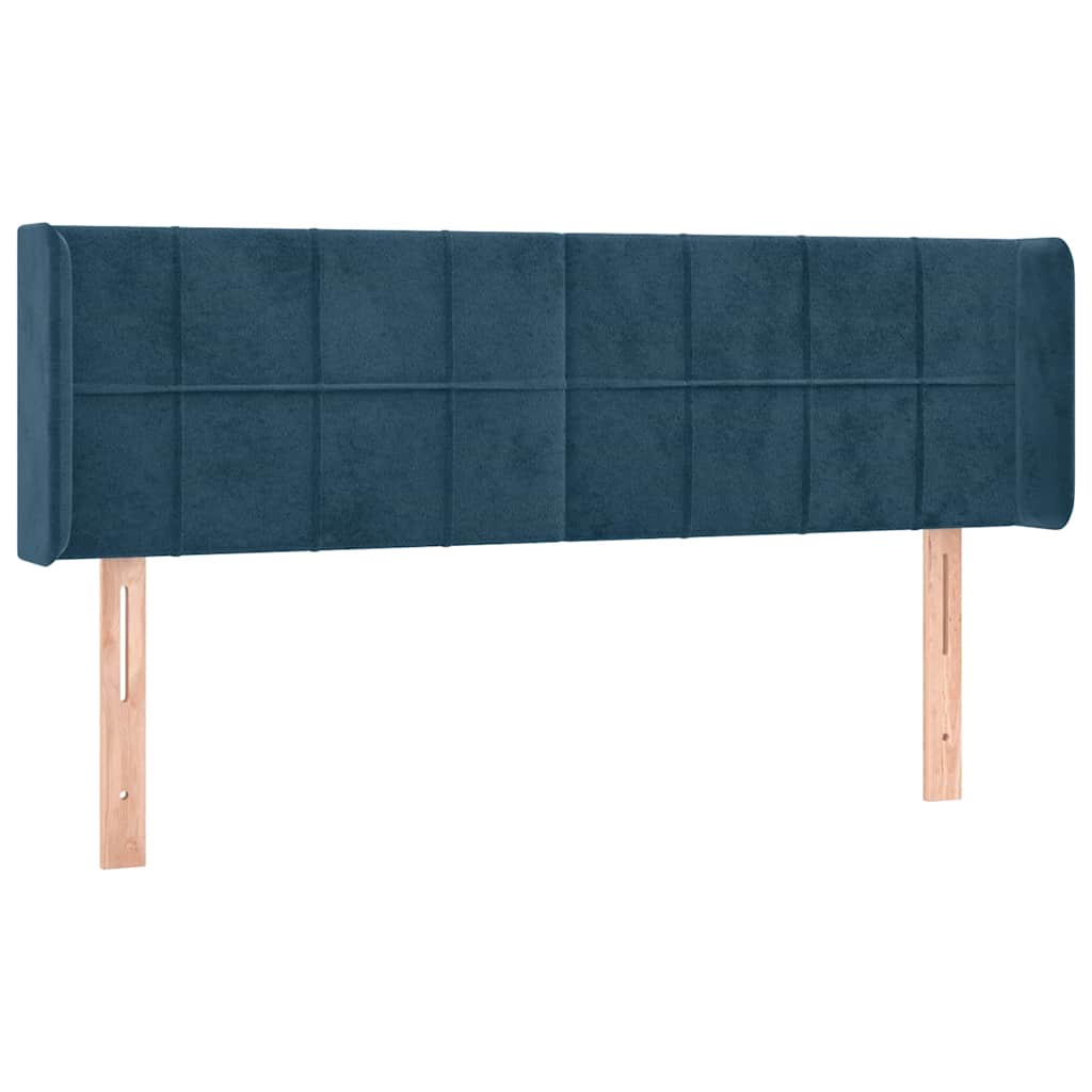 Kopfteil mit Ohren Dunkelblau 147x16x78/88 cm Samt