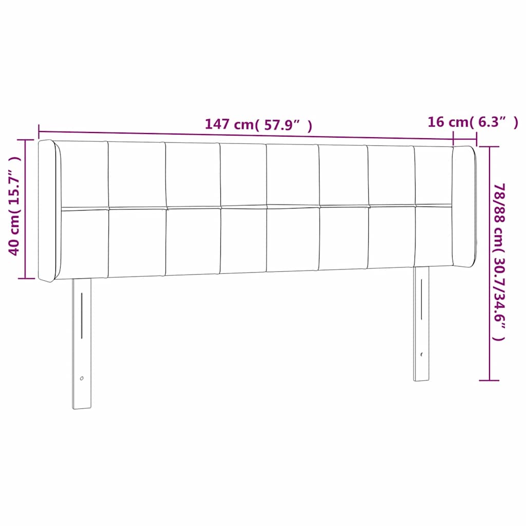 Kopfteil mit Ohren Dunkelblau 147x16x78/88 cm Samt