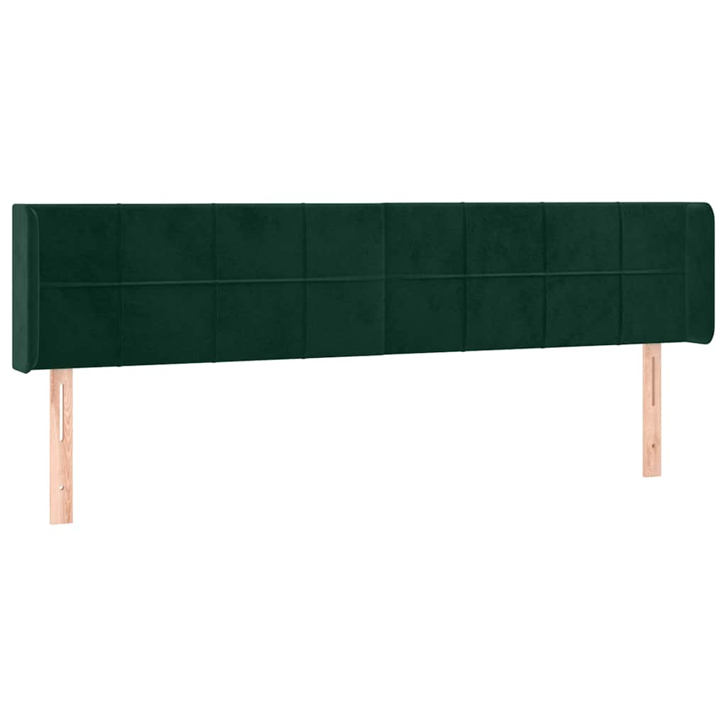 Kopfteil mit Ohren Dunkelgrün 163x16x78/88 cm Samt