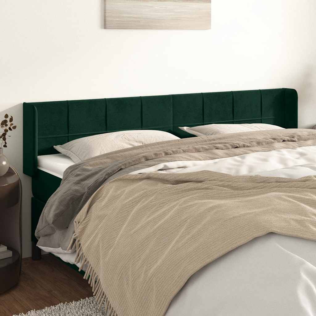 Kopfteil mit Ohren Dunkelgrün 163x16x78/88 cm Samt