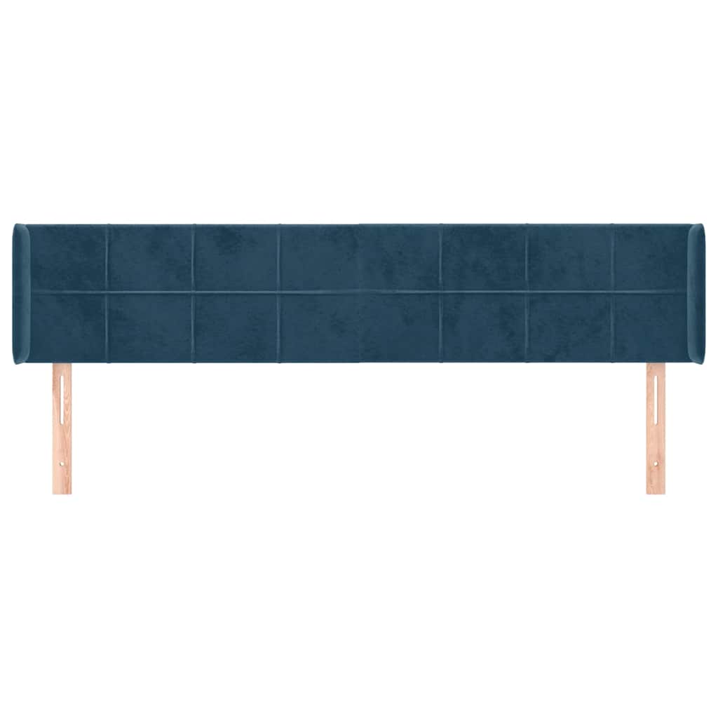 Kopfteil mit Ohren Dunkelblau 163x16x78/88 cm Samt