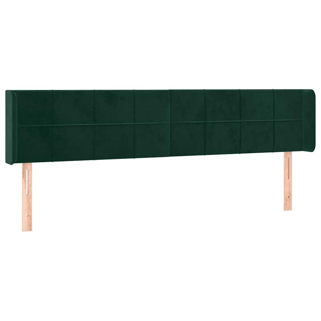 Kopfteil mit Ohren Dunkelgrün 183x16x78/88 cm Samt