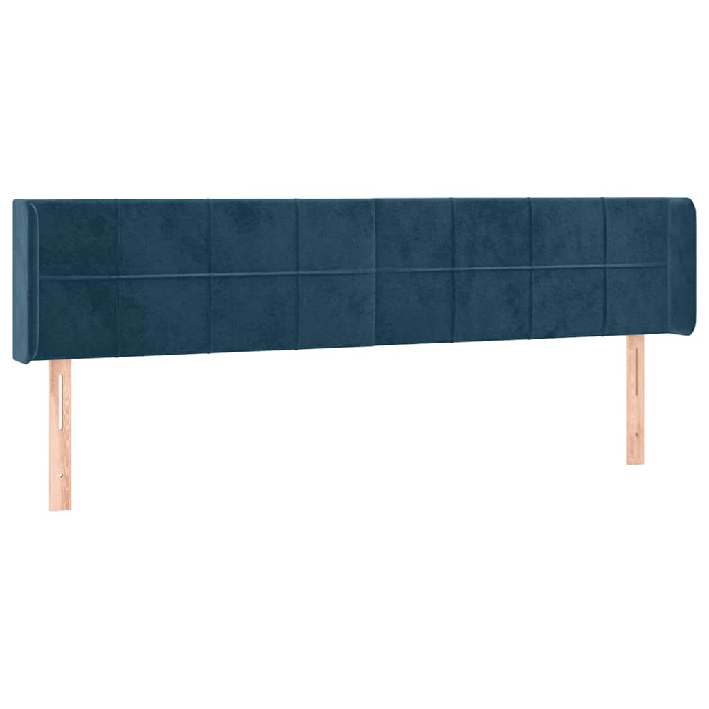 Kopfteil mit Ohren Dunkelblau 183x16x78/88 cm Samt