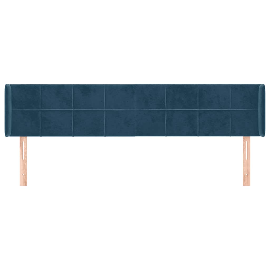 Kopfteil mit Ohren Dunkelblau 183x16x78/88 cm Samt