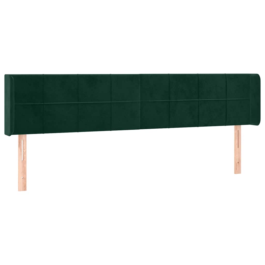 Kopfteil mit Ohren Dunkelgrün 203x16x78/88 cm Samt
