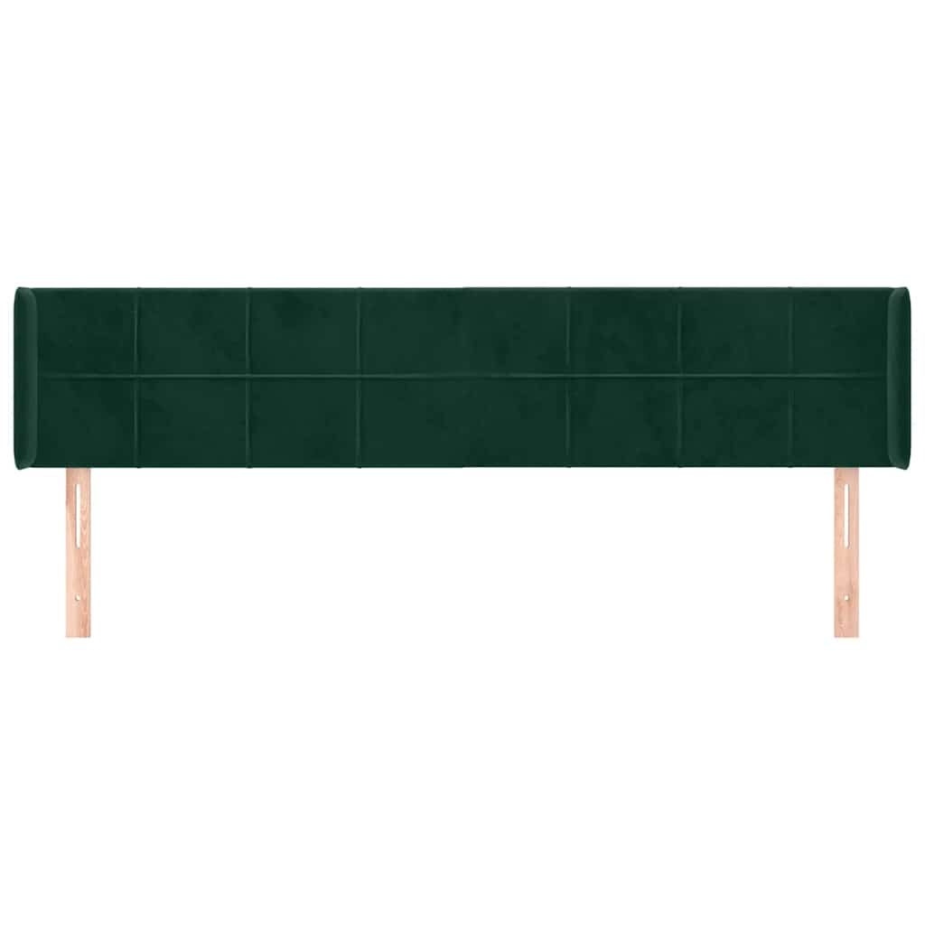 Kopfteil mit Ohren Dunkelgrün 203x16x78/88 cm Samt