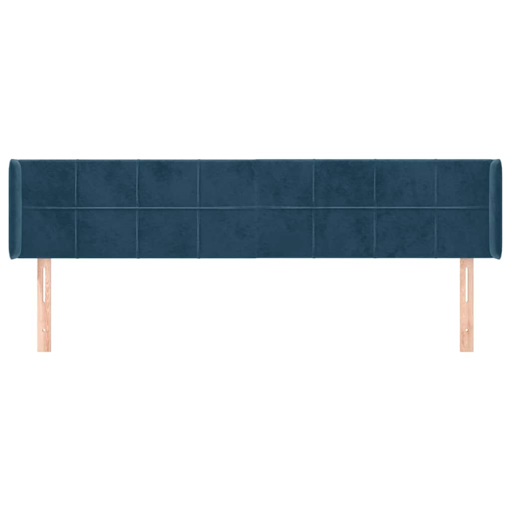 Kopfteil mit Ohren Dunkelblau 203x16x78/88 cm Samt