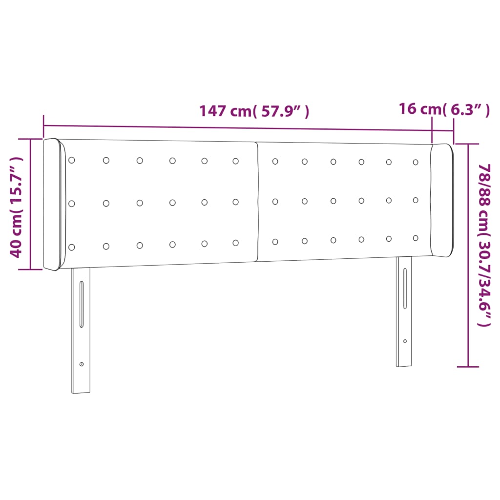 Kopfteil mit Ohren Grau 147x16x78/88 cm Kunstleder