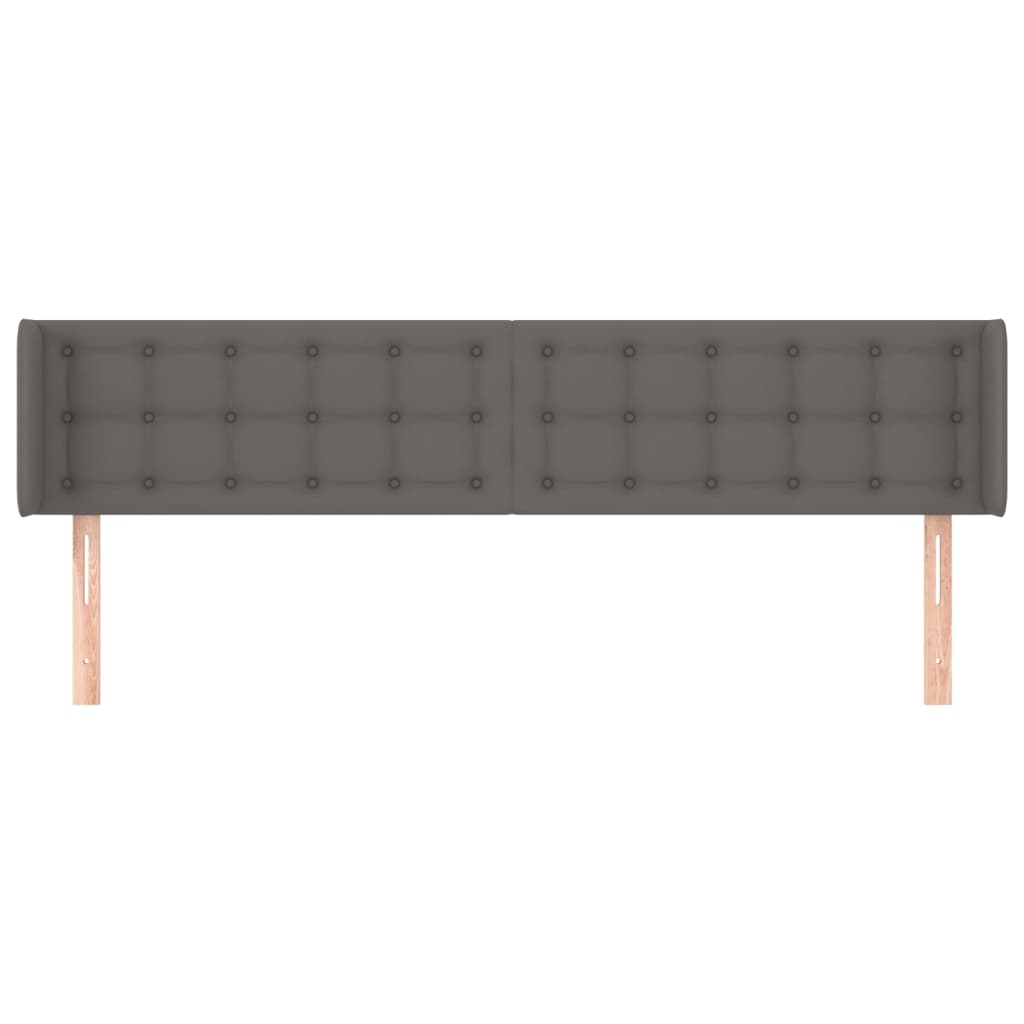Kopfteil mit Ohren Grau 163x16x78/88 cm Kunstleder