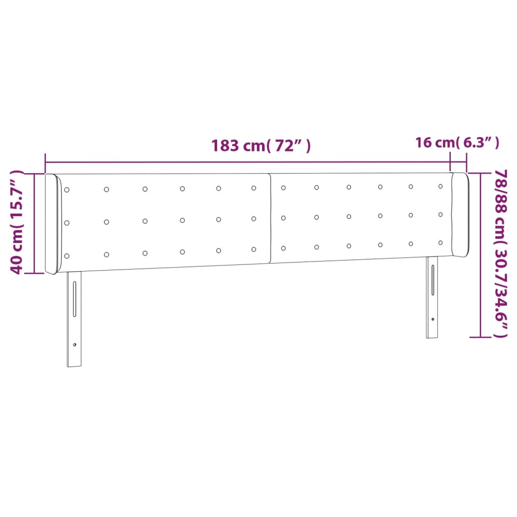 Kopfteil mit Ohren Creme 183x16x78/88 cm Kunstleder