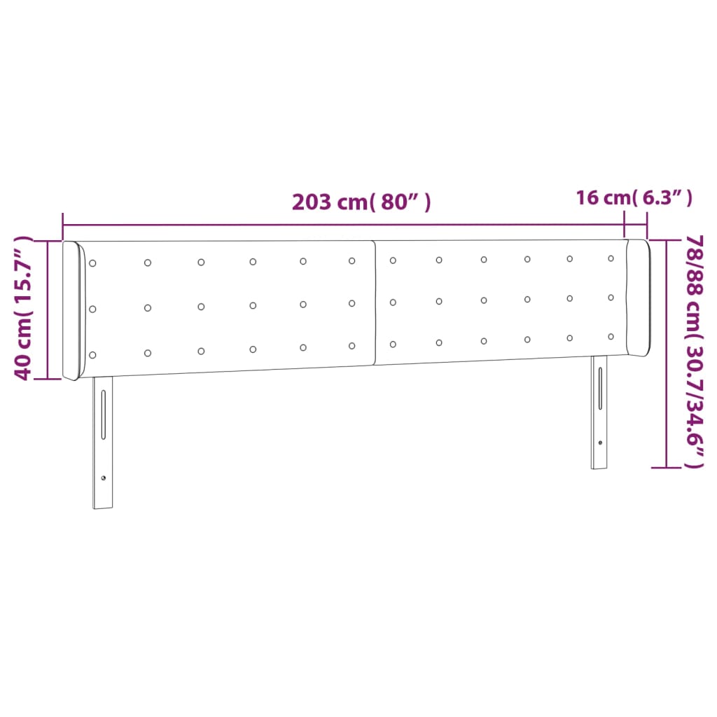 Kopfteil mit Ohren Creme 203x16x78/88 cm Kunstleder