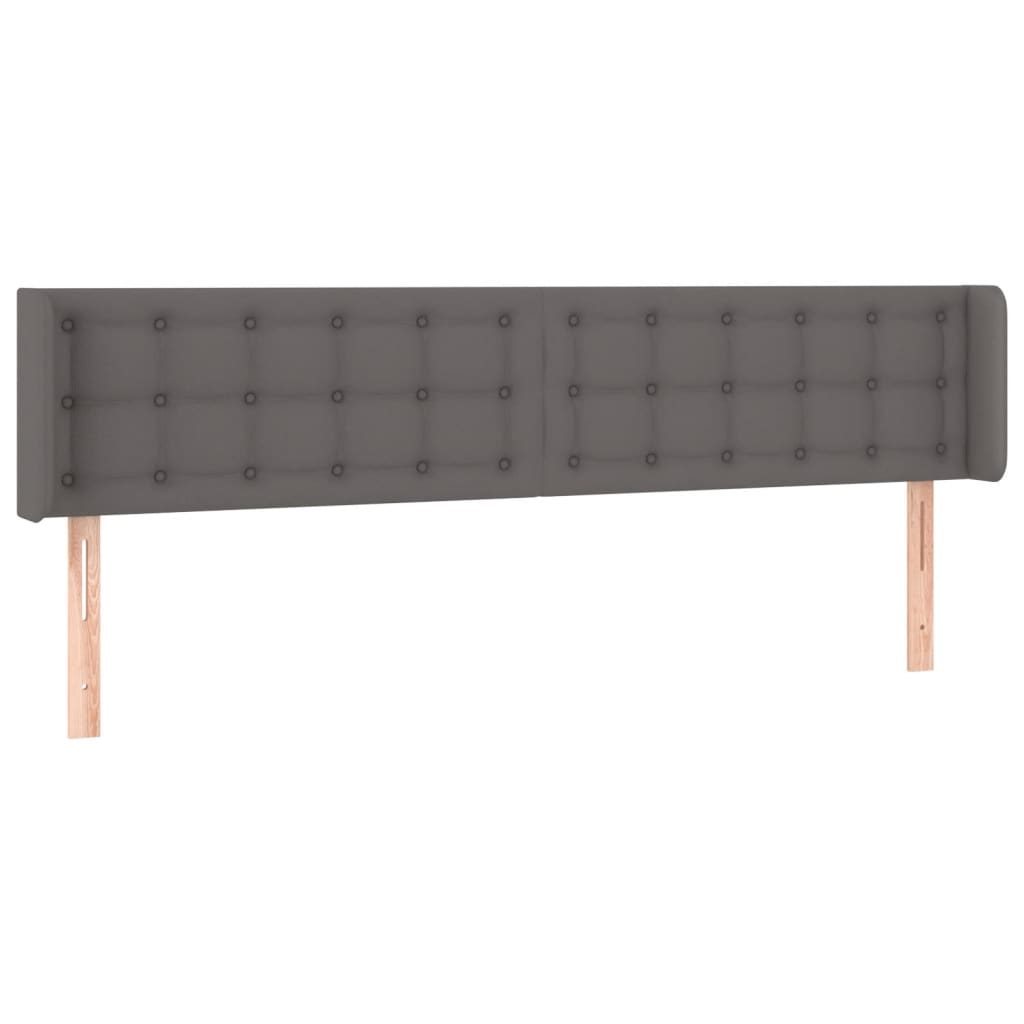 Kopfteil mit Ohren Grau 203x16x78/88 cm Kunstleder