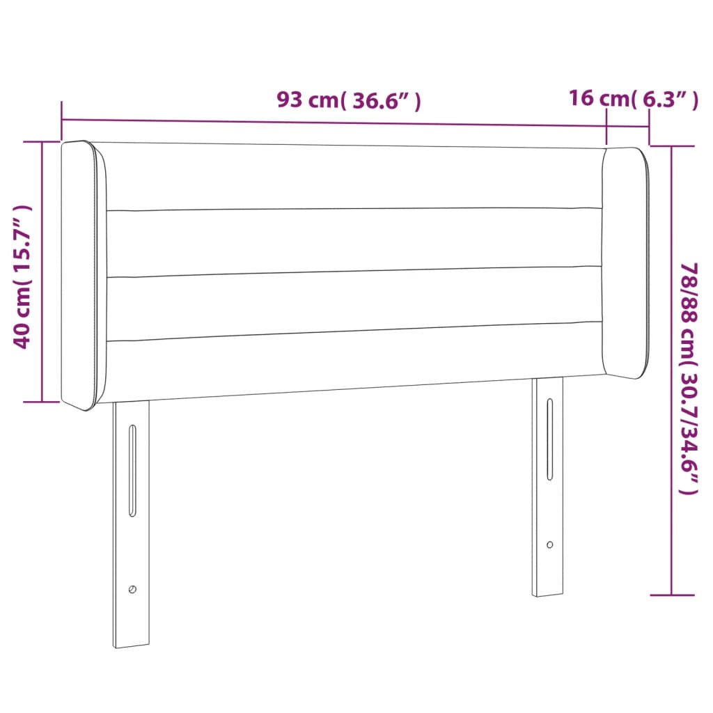 Kopfteil mit Ohren Dunkelgrau 93x16x78/88 cm Stoff