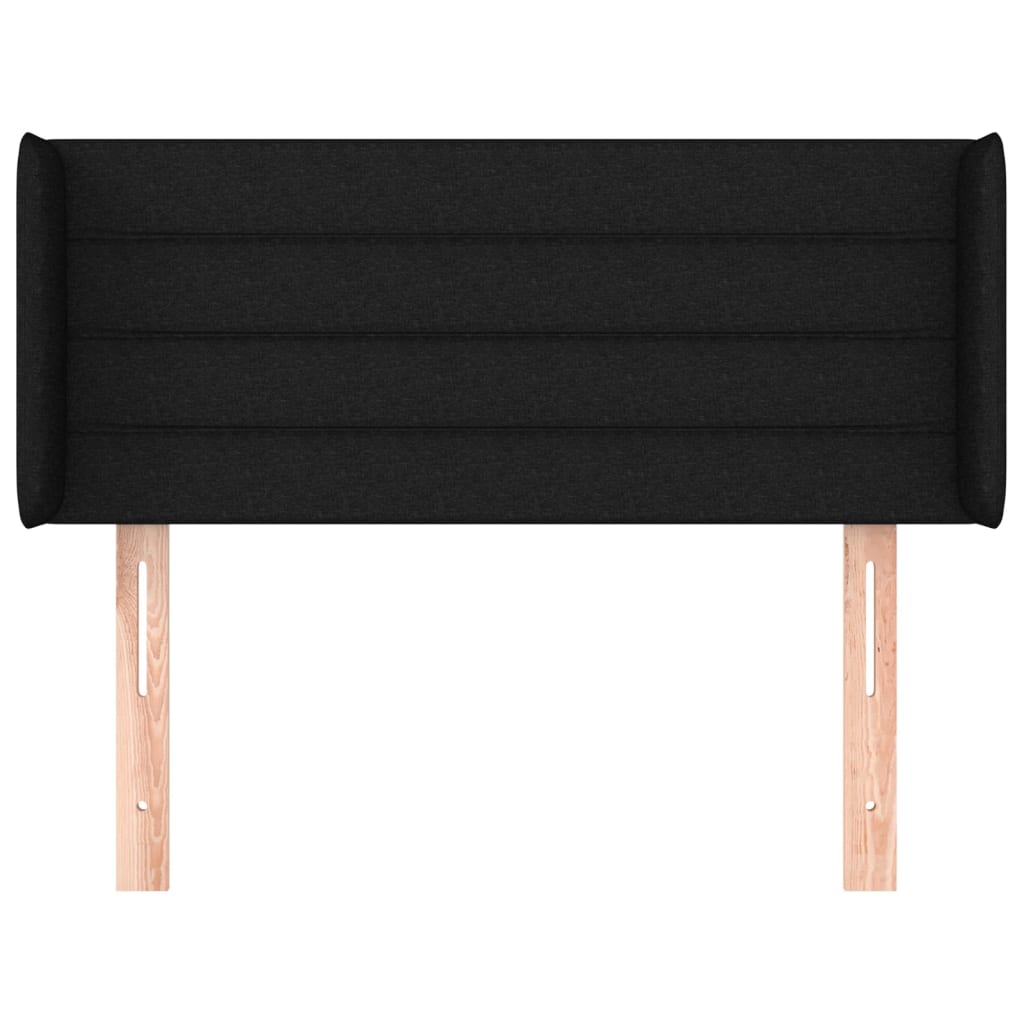 Kopfteil mit Ohren Schwarz 93x16x78/88 cm Stoff