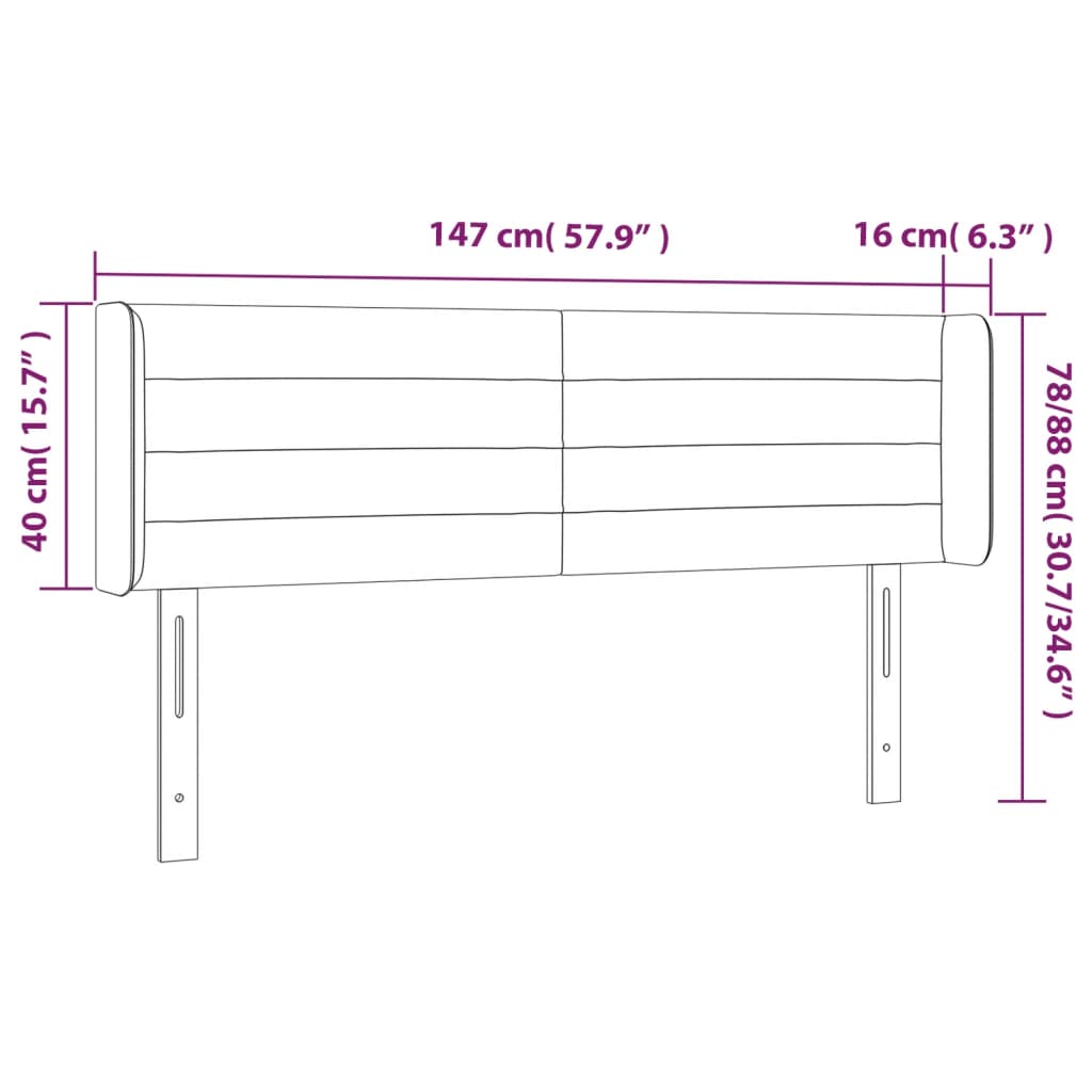 Kopfteil mit Ohren Dunkelbraun 147x16x78/88 cm Stoff