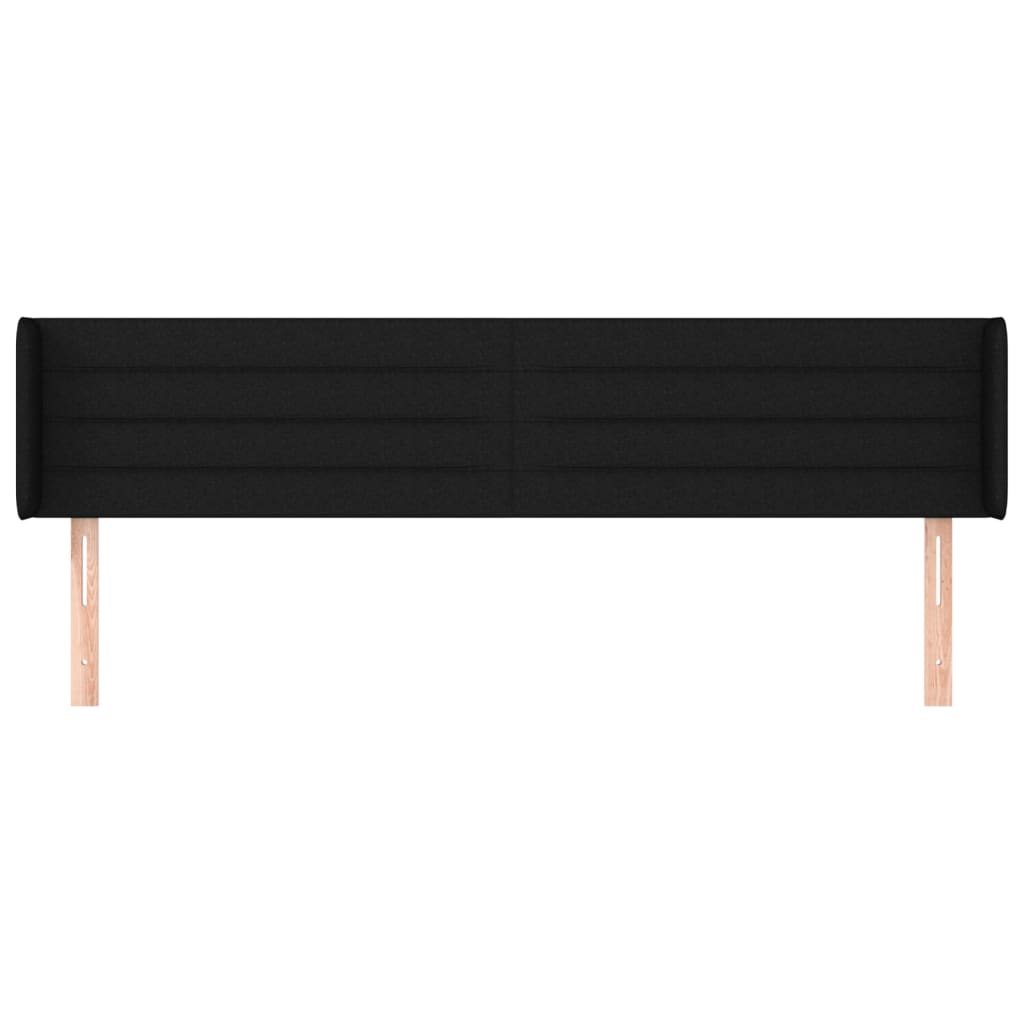 Kopfteil mit Ohren Schwarz 203x16x78/88 cm Stoff