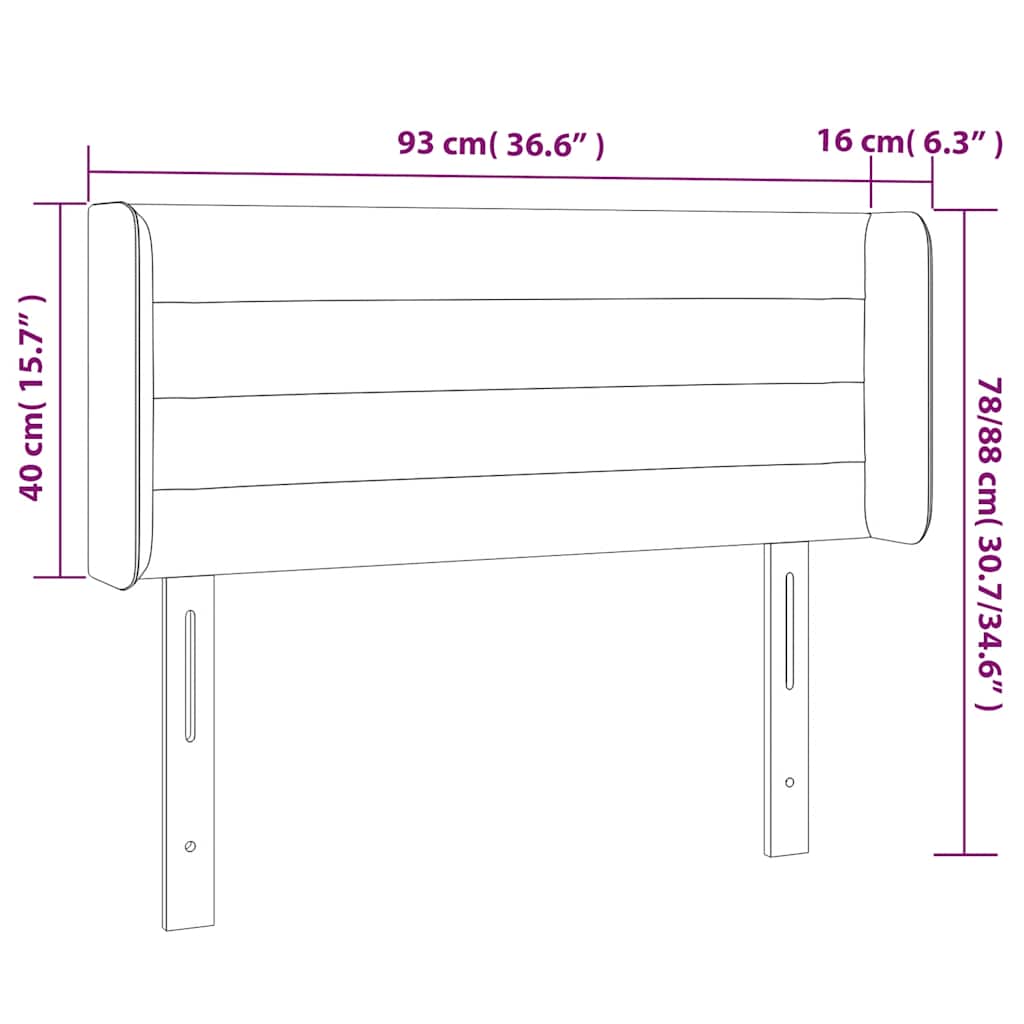 Kopfteil mit Ohren Dunkelblau 93x16x78/88 cm Samt