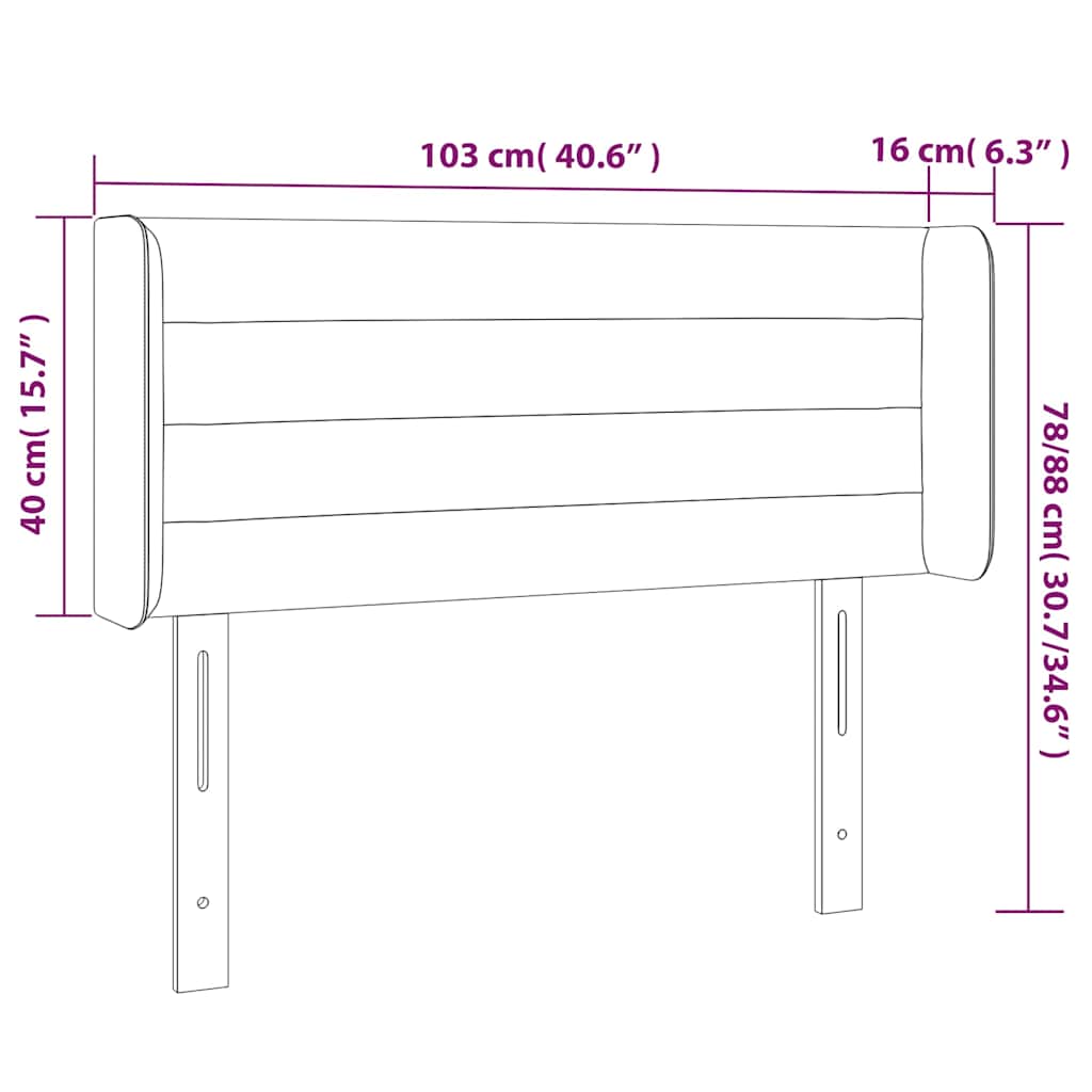 Kopfteil mit Ohren Dunkelblau 103x16x78/88 cm Samt