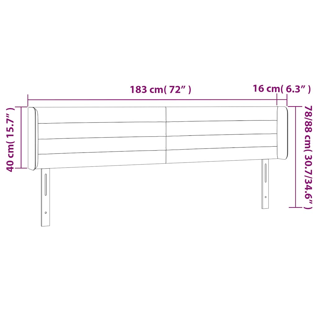 Kopfteil mit Ohren Dunkelblau 183x16x78/88 cm Samt