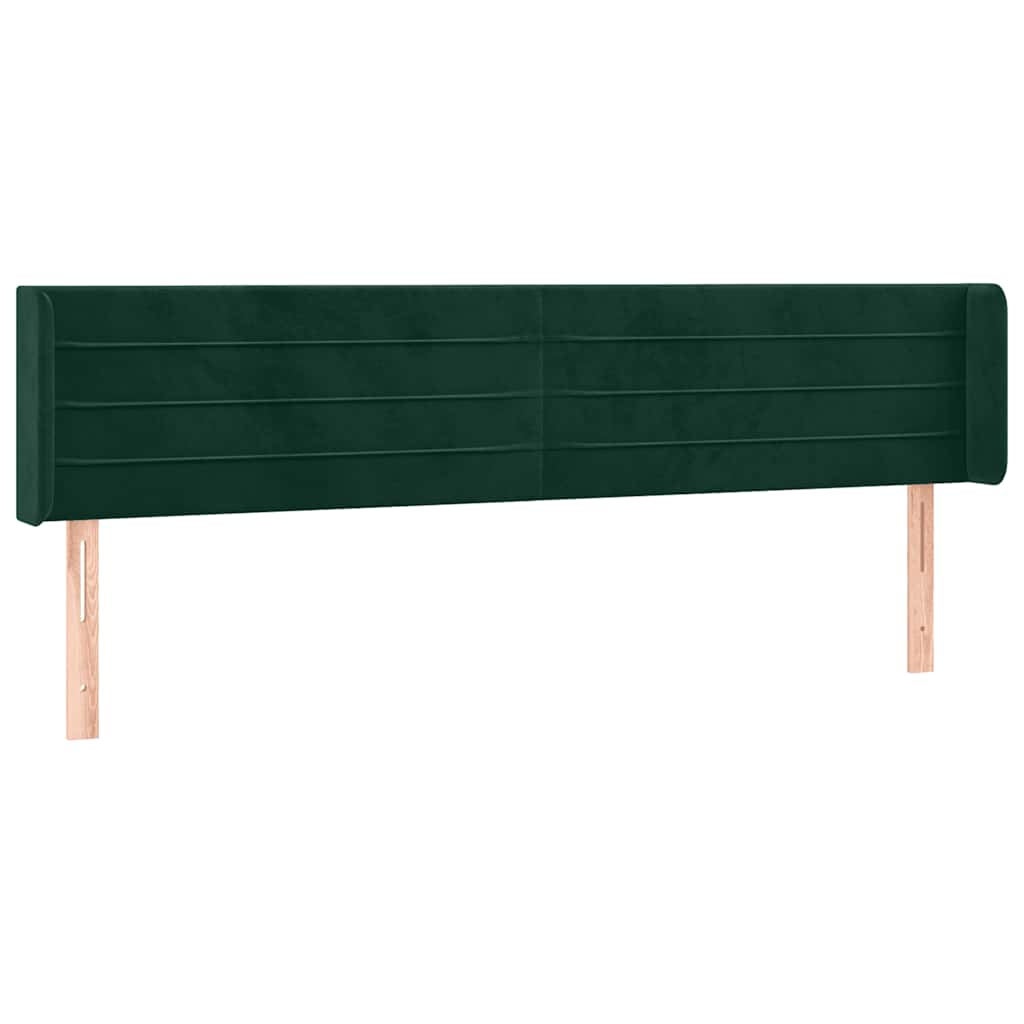 Kopfteil mit Ohren Dunkelgrün 203x16x78/88 cm Samt