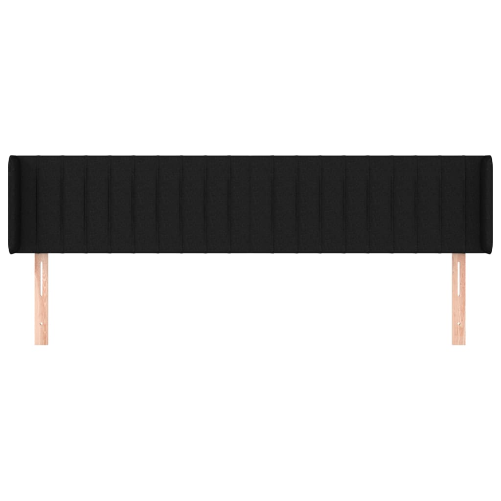 Kopfteil mit Ohren Schwarz 183x16x78/88 cm Stoff