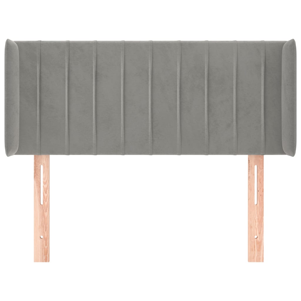 Kopfteil mit Ohren Hellgrau 83x16x78/88 cm Samt
