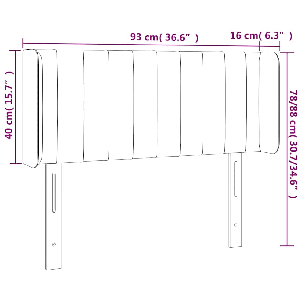 Kopfteil mit Ohren Dunkelgrün 93x16x78/88 cm Samt