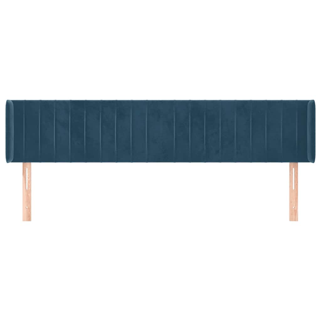 Kopfteil mit Ohren Dunkelblau 163x16x78/88 cm Samt
