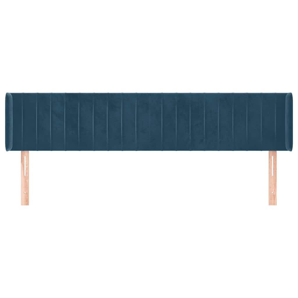 Kopfteil mit Ohren Dunkelblau 183x16x78/88 cm Samt